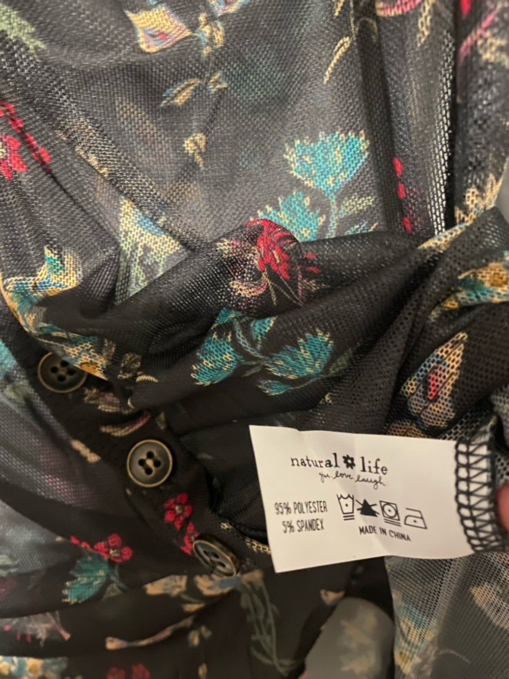 Whimsigoth Cottage Ruched Natural Life Carina Sheer Floral Button Down XL Top - Picture 6 of 11